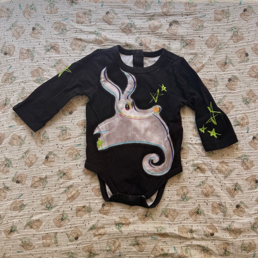 Disney | Black Bodysuit with Zero Graphic and Neon Green Stars